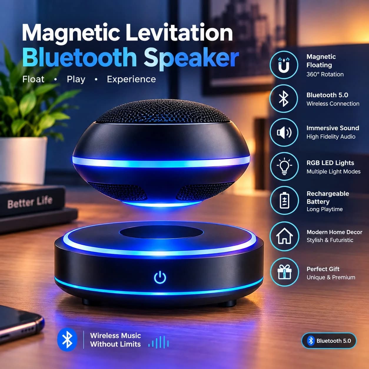 Magnetic Levitationn Bluetooth Speaker